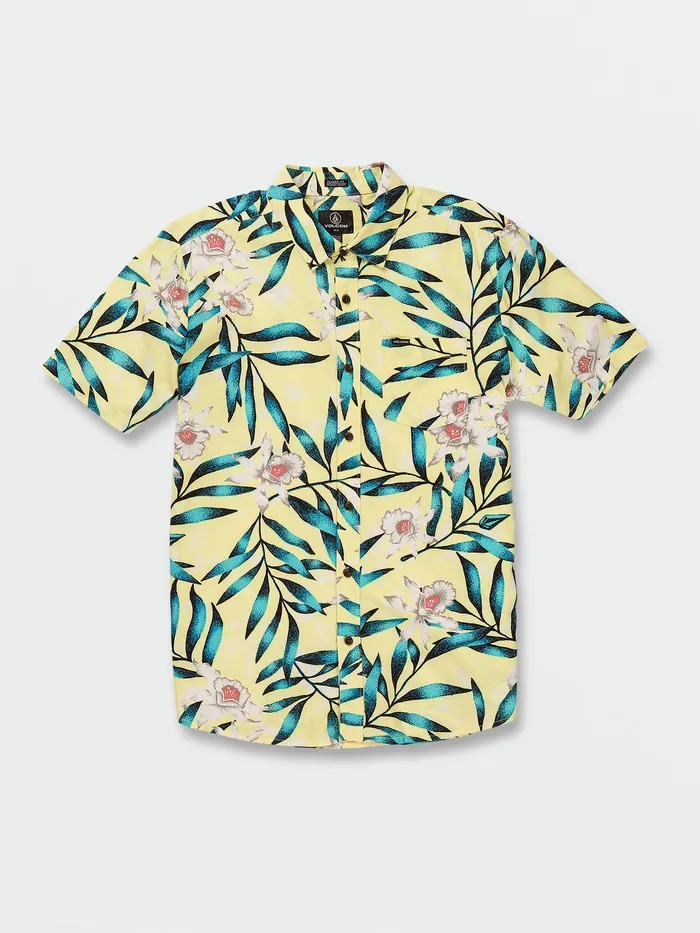 Volcom Shirts and Flannels Tropical Hideout Short Sleeve Shirt 8211 Glimmer Yellow Glimmer Yellow 8211 Mens