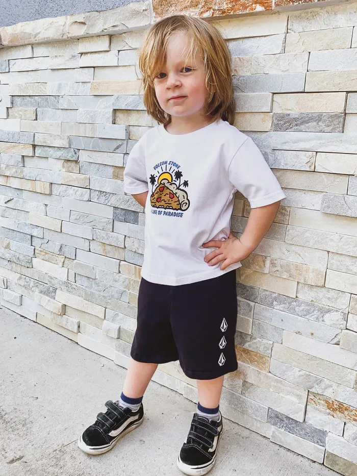 Volcom Shorts Little Boys Iconic Stone Fleece Shorts 8211 Black Black 8211 Boys