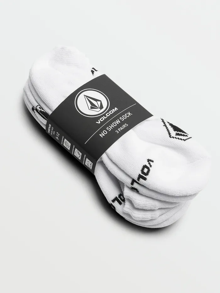 Volcom Socks Stones No Show Socks 3 Pack 8211 White White 8211 Mens