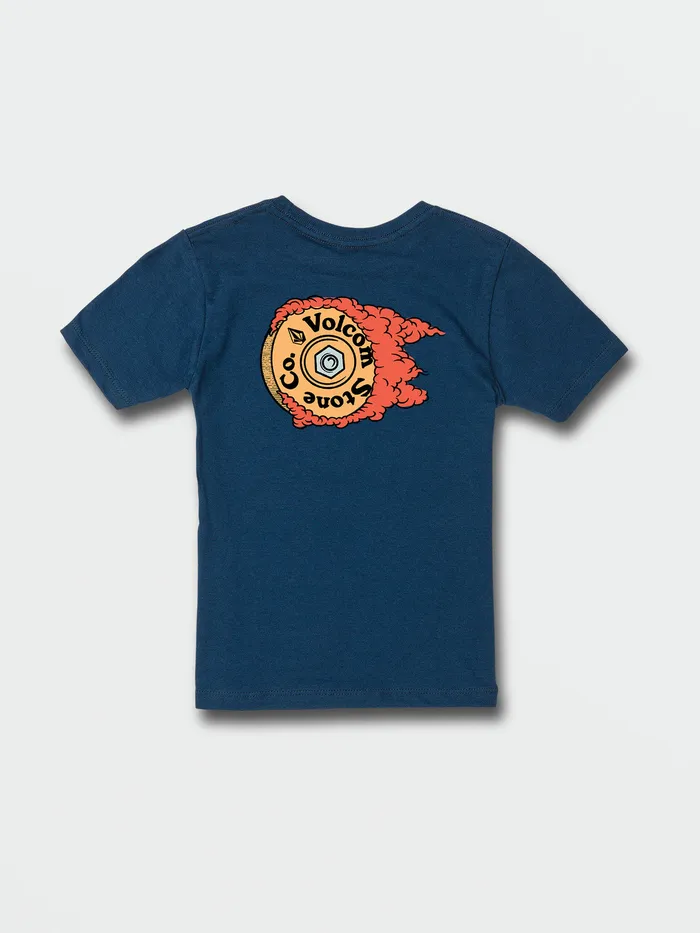 Volcom TShirts and Tanks Little Boys Burnin Short Sleeve Tee 8211 Harbor Blue Harbor Blue 8211 Boys