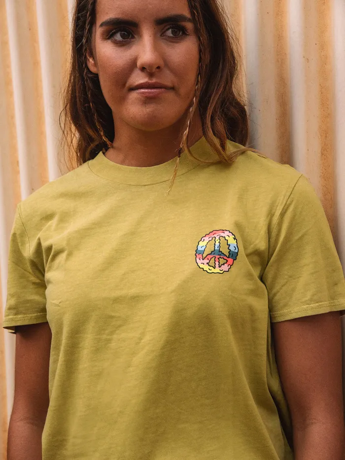 Volcom Tops Lock It Up Tee 8211 Shadow Lime Shadow Lime 8211 Womens