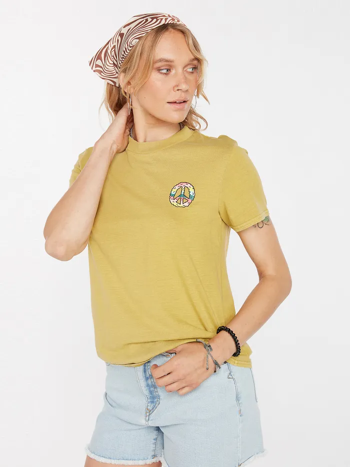 Volcom Tops Lock It Up Tee 8211 Shadow Lime Shadow Lime 8211 Womens