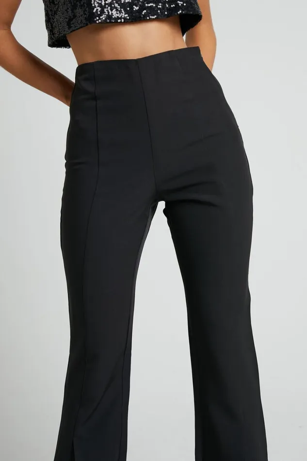 Volta Pants 8211 Front High Waisted Split Boot Leg Kick Out Pants In Black Women Showpo Pants