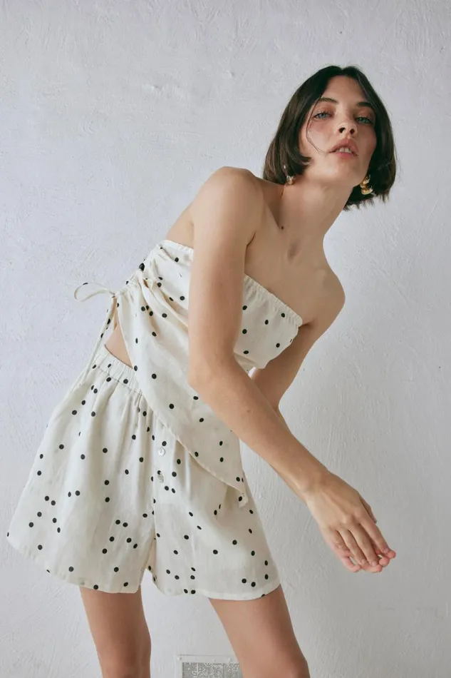 VRG GRL Eliza Linen Shorts Dot Women Sets