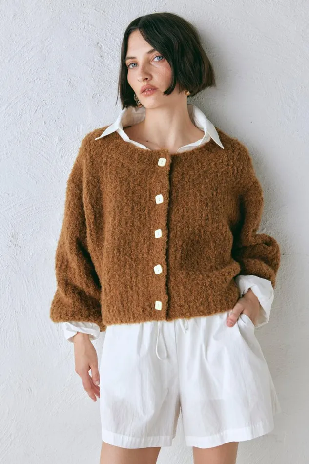 VRG GRL Elsie Knit Cardigan Copper Women JumpersSweaters
