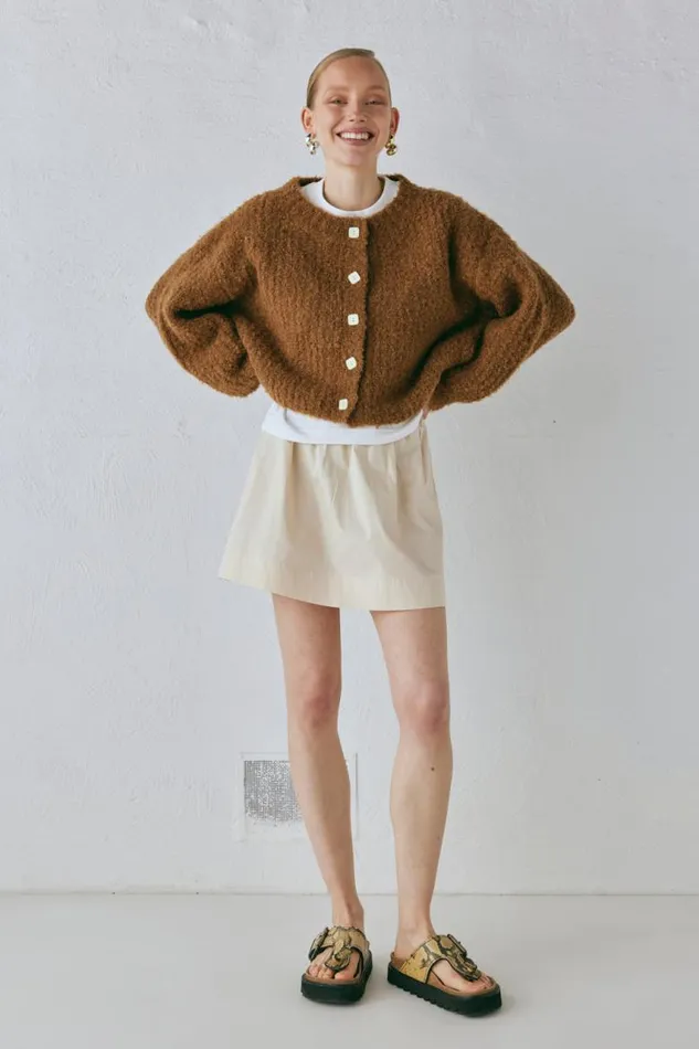 VRG GRL Elsie Knit Cardigan Copper Women JumpersSweaters
