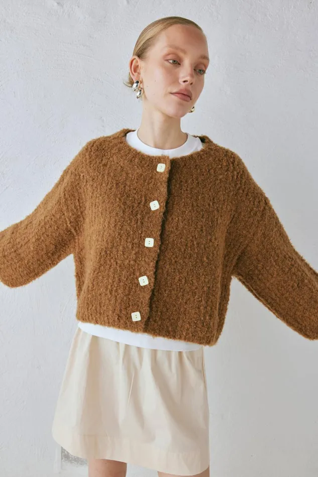 VRG GRL Elsie Knit Cardigan Copper Women JumpersSweaters