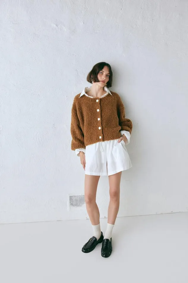 VRG GRL Elsie Knit Cardigan Copper Women JumpersSweaters