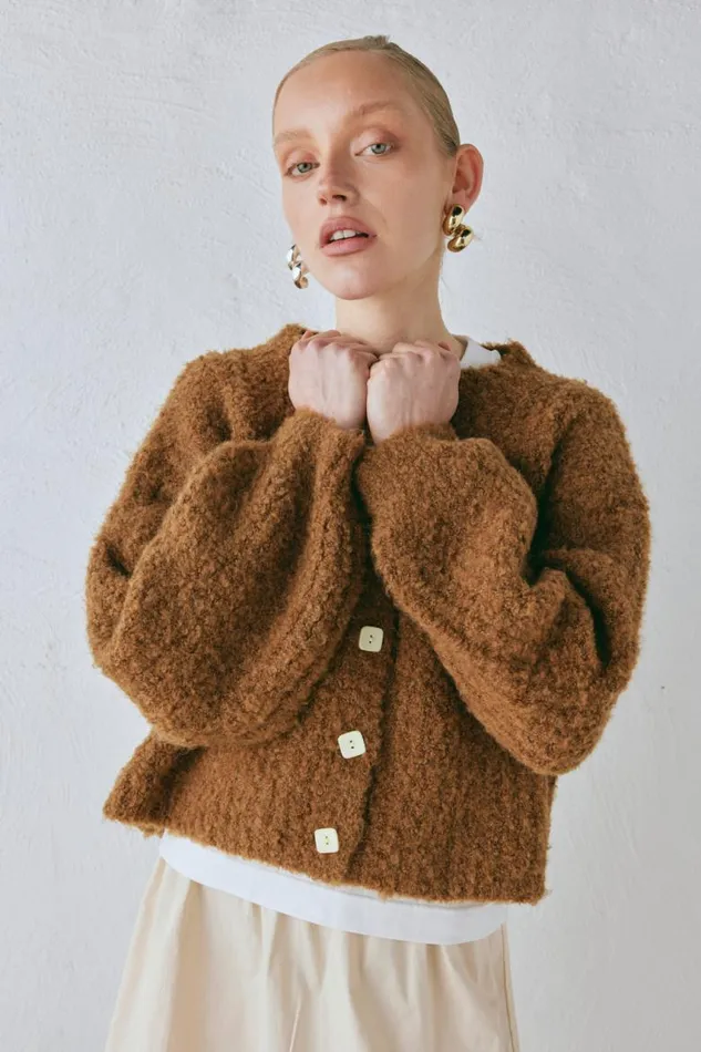 VRG GRL Elsie Knit Cardigan Copper Women JumpersSweaters