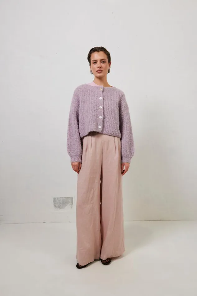VRG GRL Elsie Knit Cardigan Lilac Women JumpersSweaters
