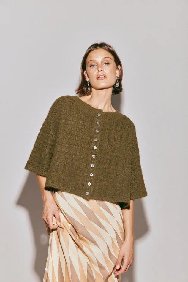 VRG GRL Hailey Knit Cardigan Khaki Women JumpersSweaters