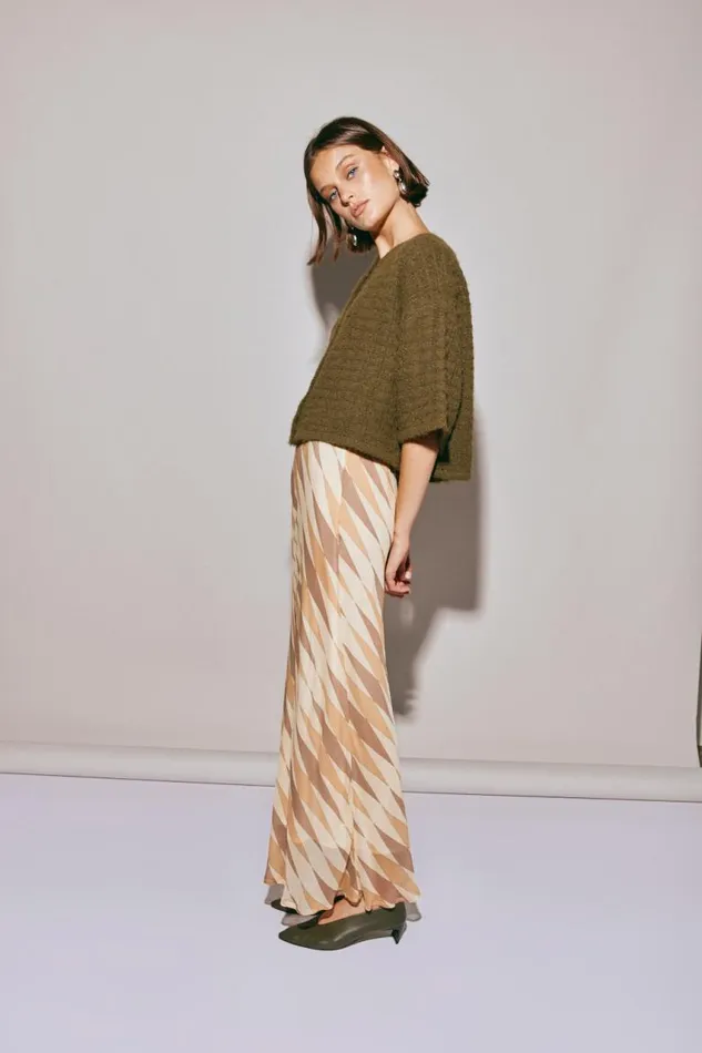 VRG GRL Hailey Knit Cardigan Khaki Women JumpersSweaters