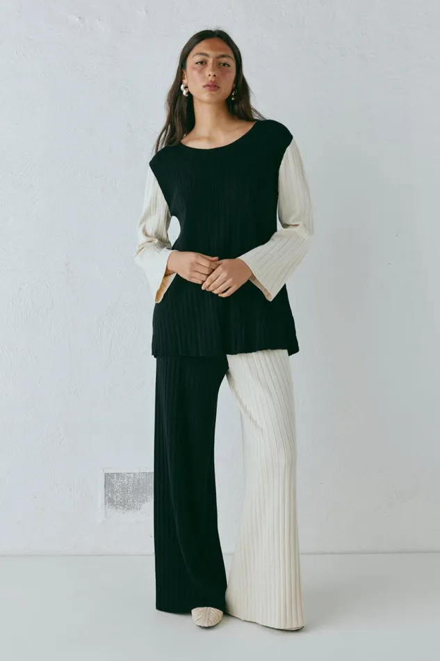 VRG GRL Jac Knit Pants Splice Women Sets