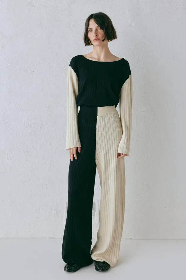 VRG GRL Jac Knit Pants Splice Women Sets