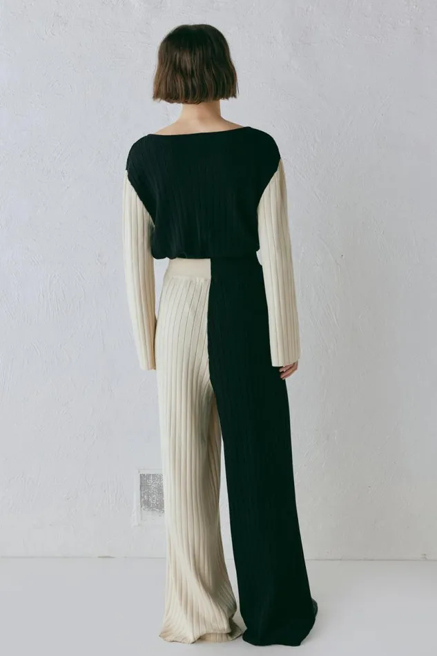 VRG GRL Jac Knit Pants Splice Women Sets