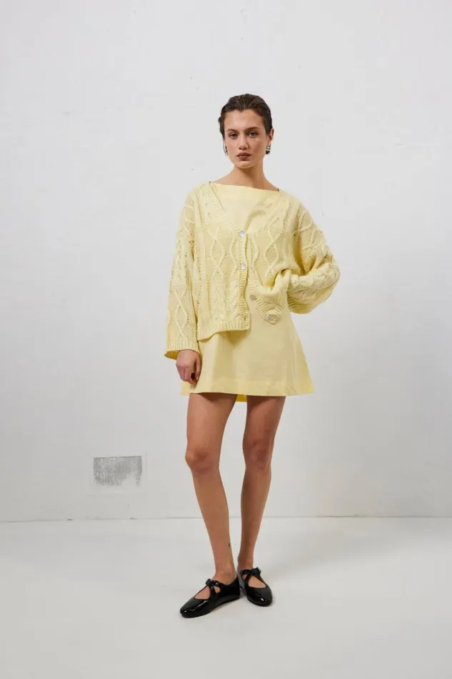 VRG GRL Lola Knit Cardigan Lemon Women Cardigans