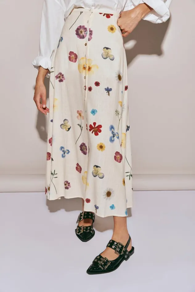VRG GRL Love Language Midi Skirt Floral Women Skirts