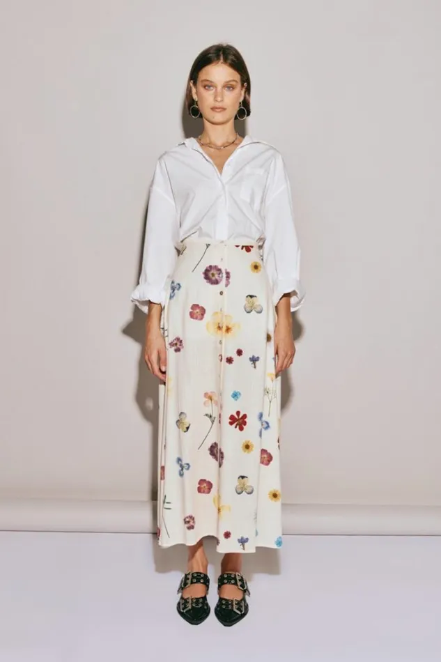 VRG GRL Love Language Midi Skirt Floral Women Skirts