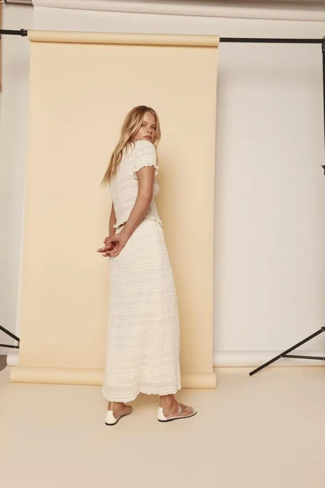 VRG GRL Mia Midi Skirt Cream Women Skirts