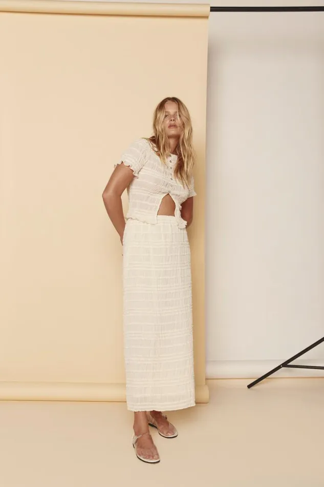 VRG GRL Mia Midi Skirt Cream Women Skirts