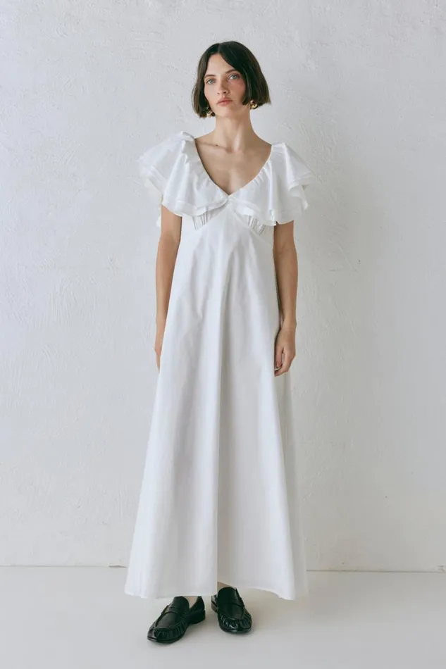 VRG GRL Party Nights Frill Midi Dress White Women MidiMaxi Dresses