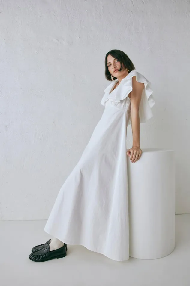 VRG GRL Party Nights Frill Midi Dress White Women MidiMaxi Dresses