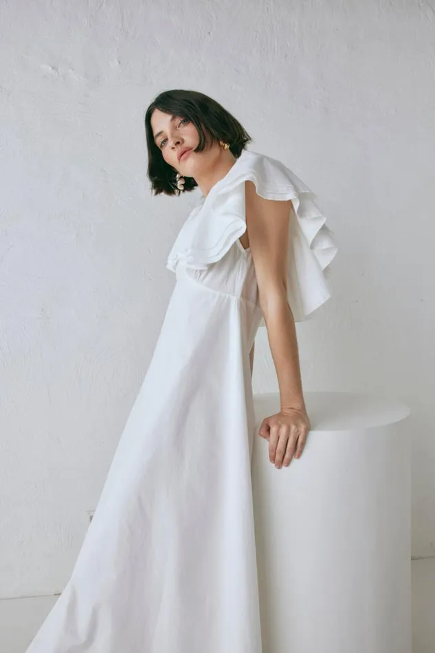 VRG GRL Party Nights Frill Midi Dress White Women MidiMaxi Dresses