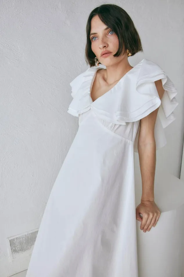 VRG GRL Party Nights Frill Midi Dress White Women MidiMaxi Dresses