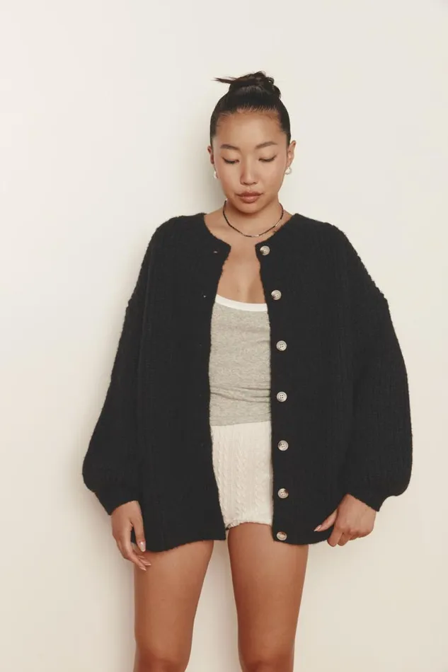 VRG GRL Penelope Knit Cardigan Black Women Cardigans