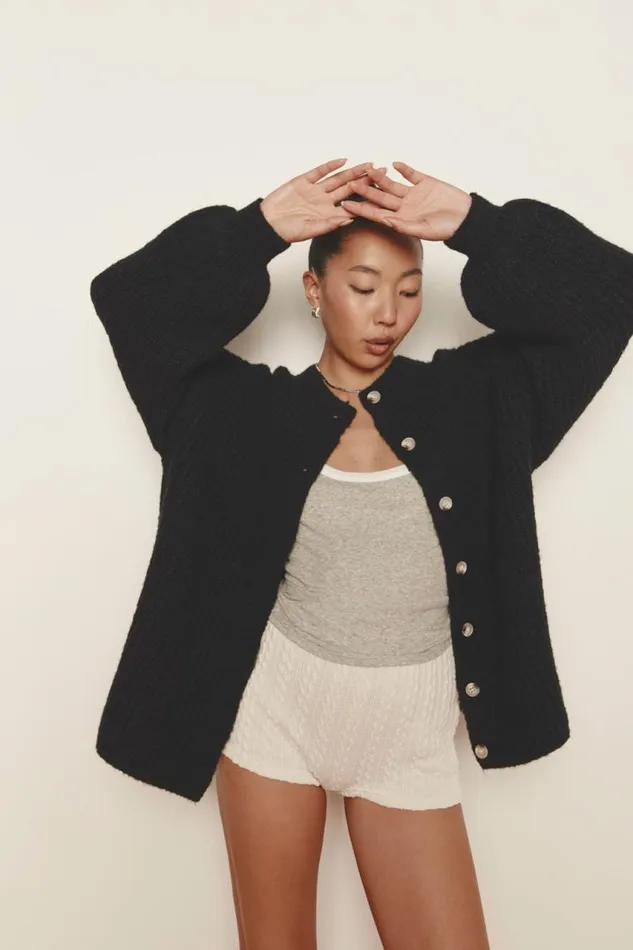 VRG GRL Penelope Knit Cardigan Black Women Cardigans