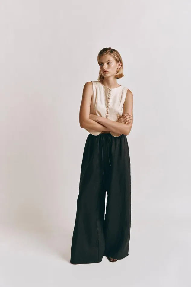 VRG GRL Raya Linen Pants Black Women Pants