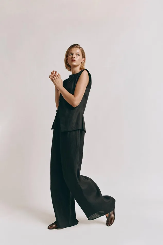 VRG GRL Raya Linen Pants Black Women Pants