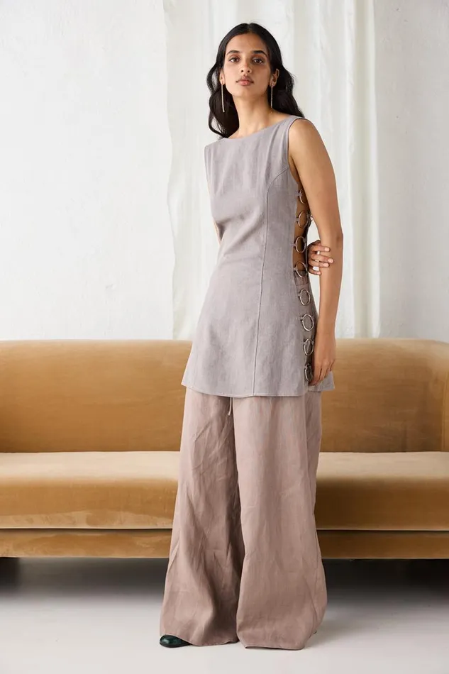VRG GRL Raya Linen Pants Mushroom Women Pants
