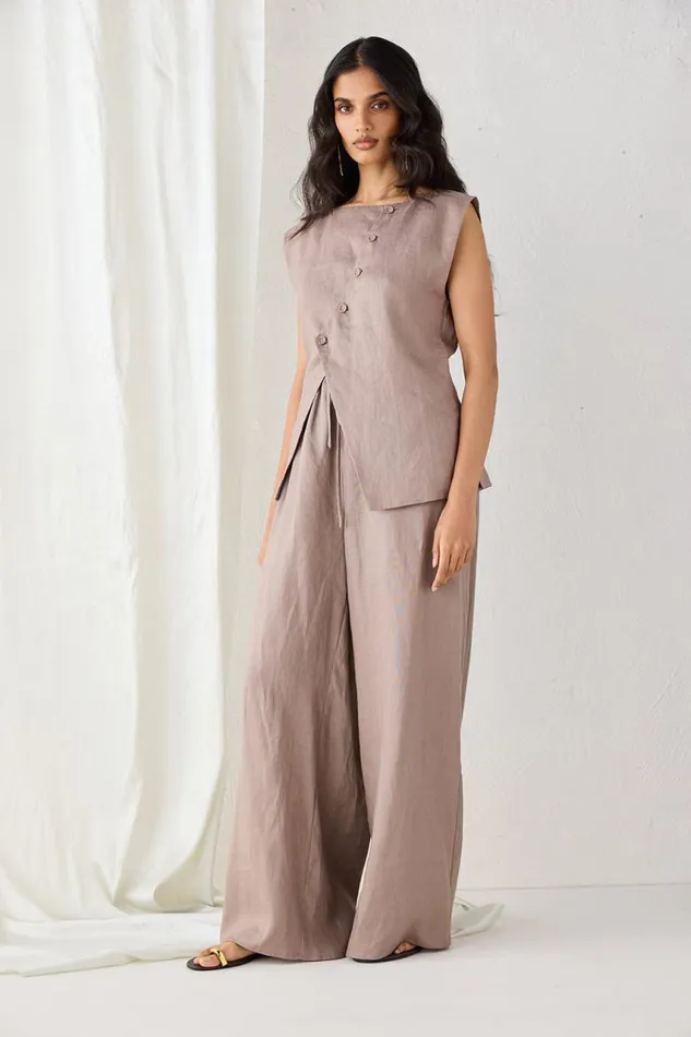 VRG GRL Raya Linen Pants Mushroom Women Pants