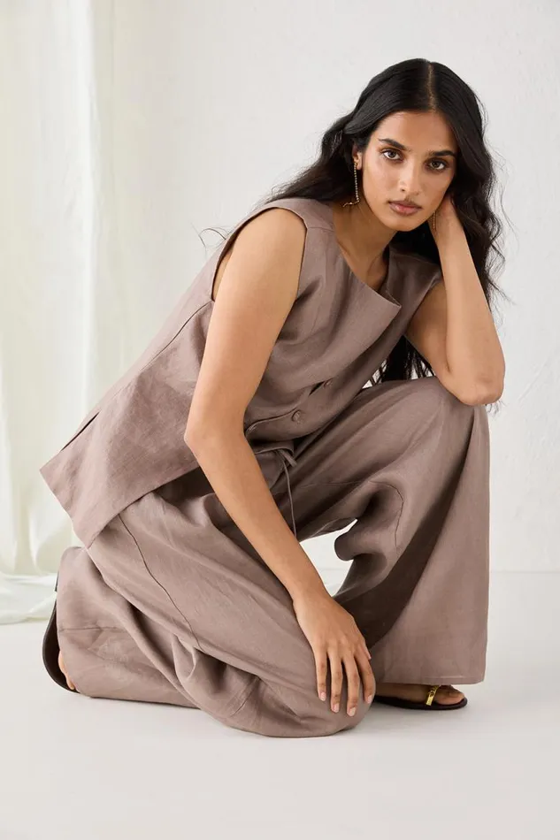 VRG GRL Raya Linen Pants Mushroom Women Pants