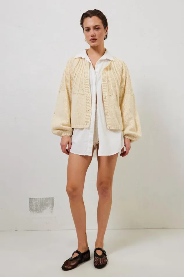 VRG GRL Riley Knit Cardigan Cream Women Cardigans