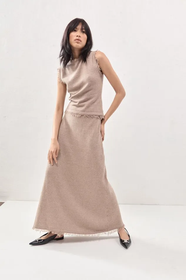 VRG GRL Rowe Knit Maxi Skirt Mocha Women Skirts