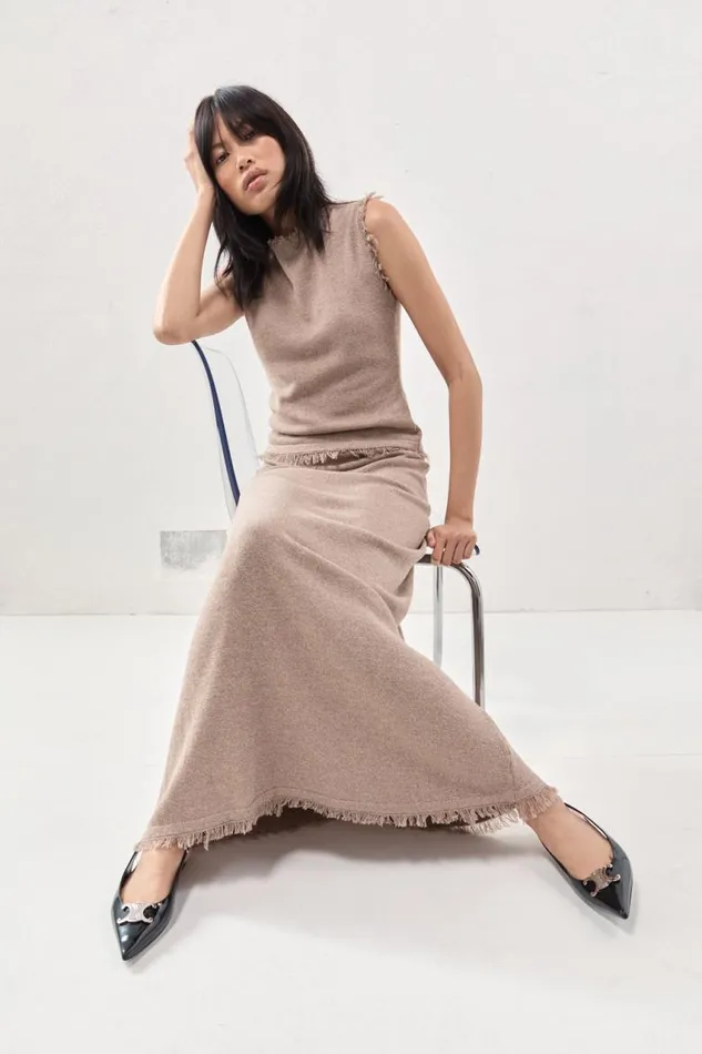 VRG GRL Rowe Knit Maxi Skirt Mocha Women Skirts