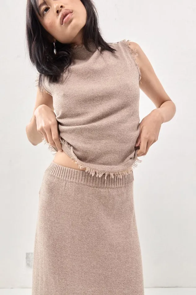 VRG GRL Rowe Knit Maxi Skirt Mocha Women Skirts