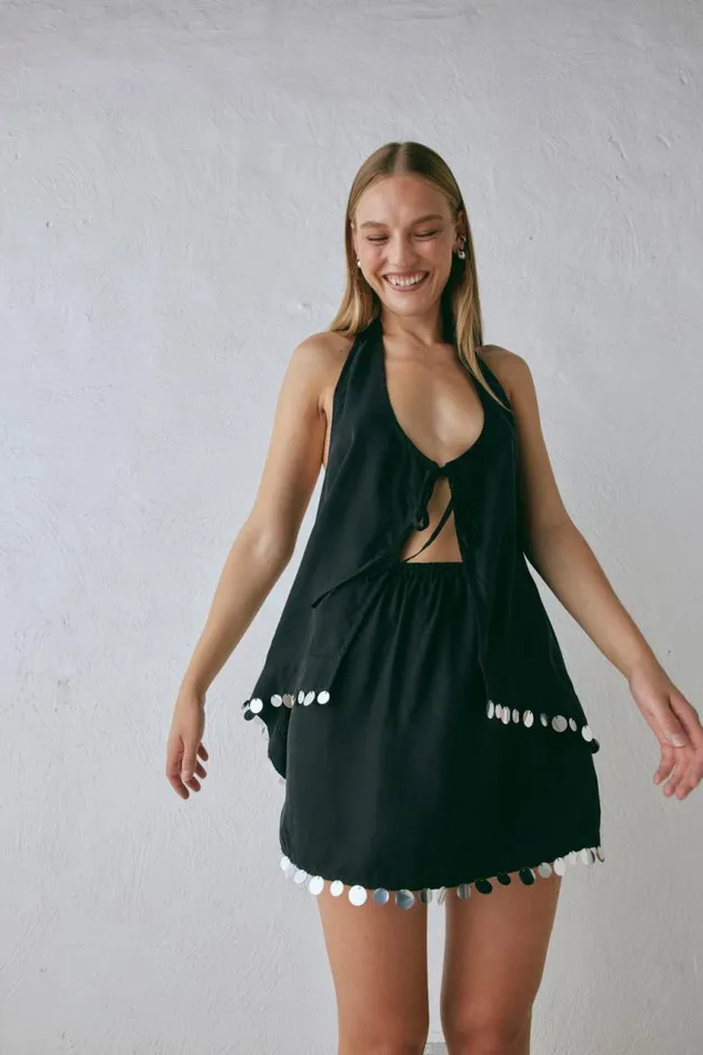 VRG GRL Spritz Mini Skirt Black Women Skirts