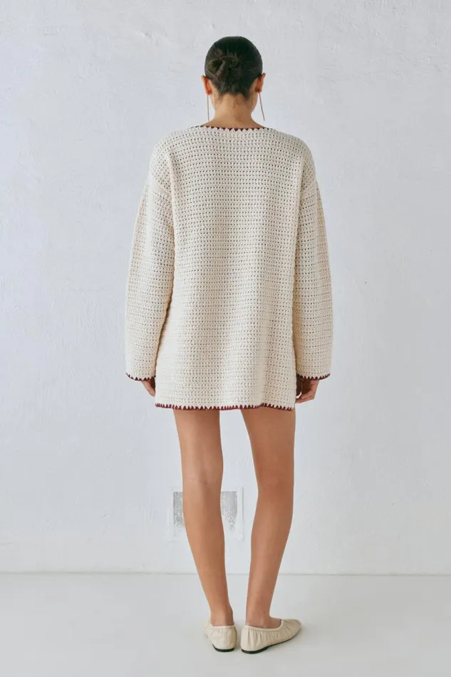 VRG GRL Stella Knit Tunic Cream Women Mini Dresses