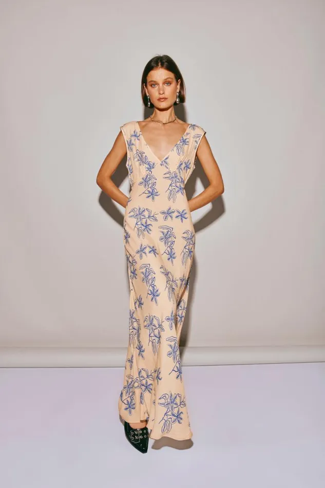 VRG GRL Sunlit Isle Bias Cut Maxi Dress Iris Women MidiMaxi Dresses