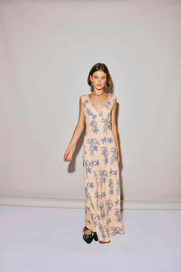 VRG GRL Sunlit Isle Bias Cut Maxi Dress Iris Women MidiMaxi Dresses