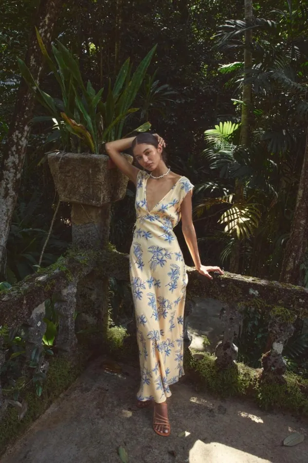 VRG GRL Sunlit Isle Bias Cut Maxi Dress Iris Women MidiMaxi Dresses
