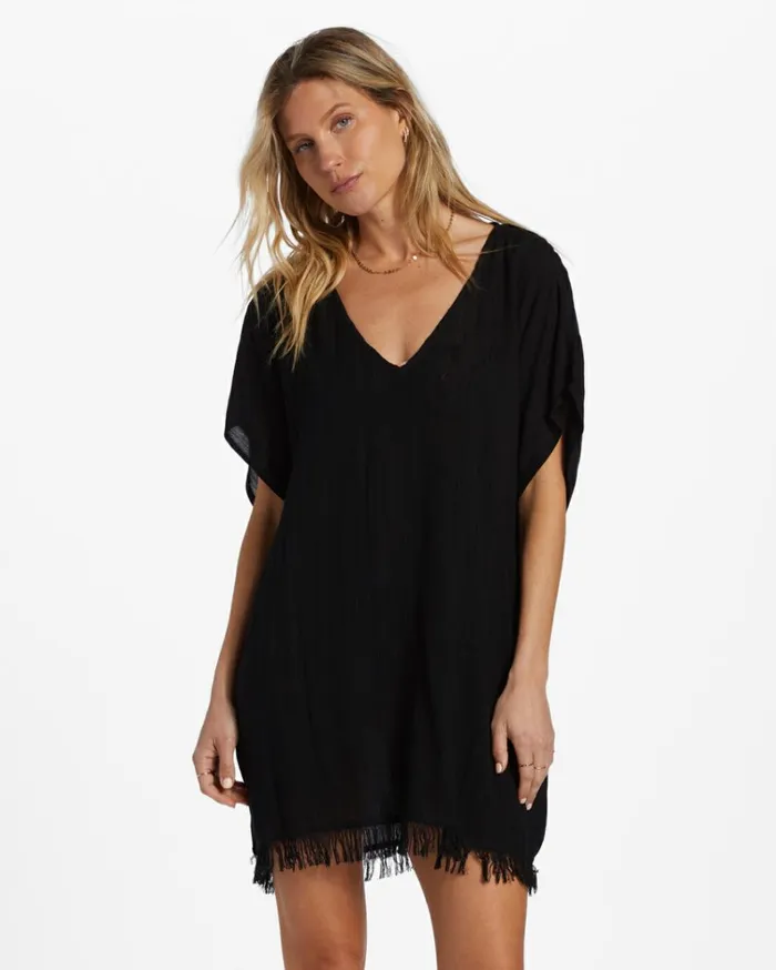 Walk Away Tunic Top Black Pebble Women Billabong Beach Cover Ups