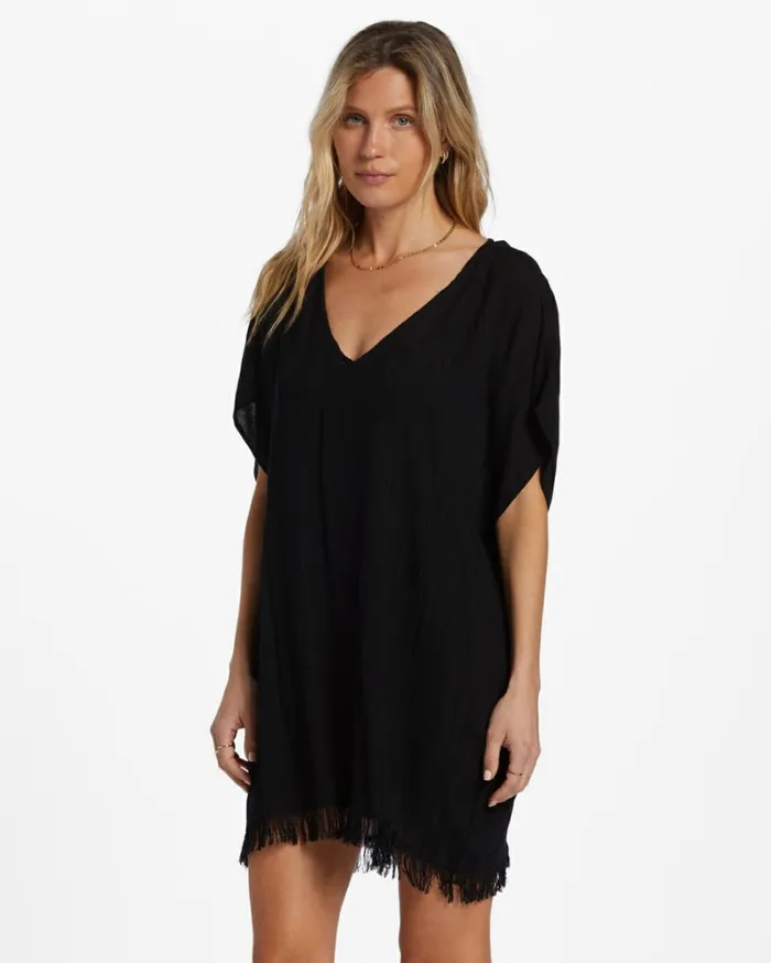 Walk Away Tunic Top Black Pebble Women Billabong Beach Cover Ups