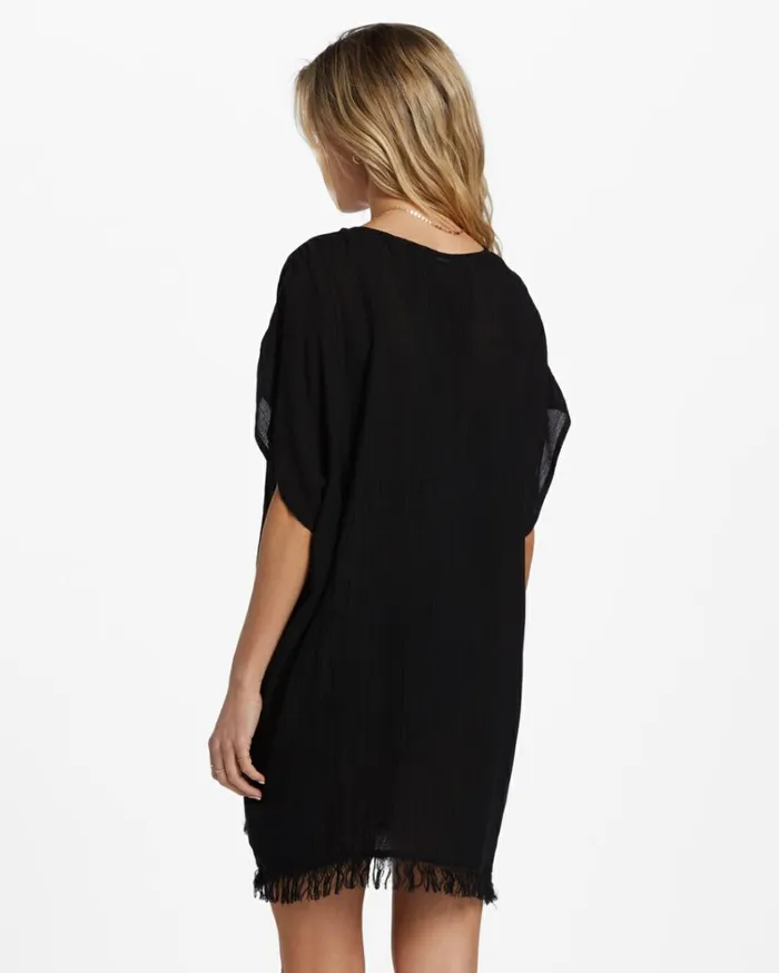 Walk Away Tunic Top Black Pebble Women Billabong Beach Cover Ups