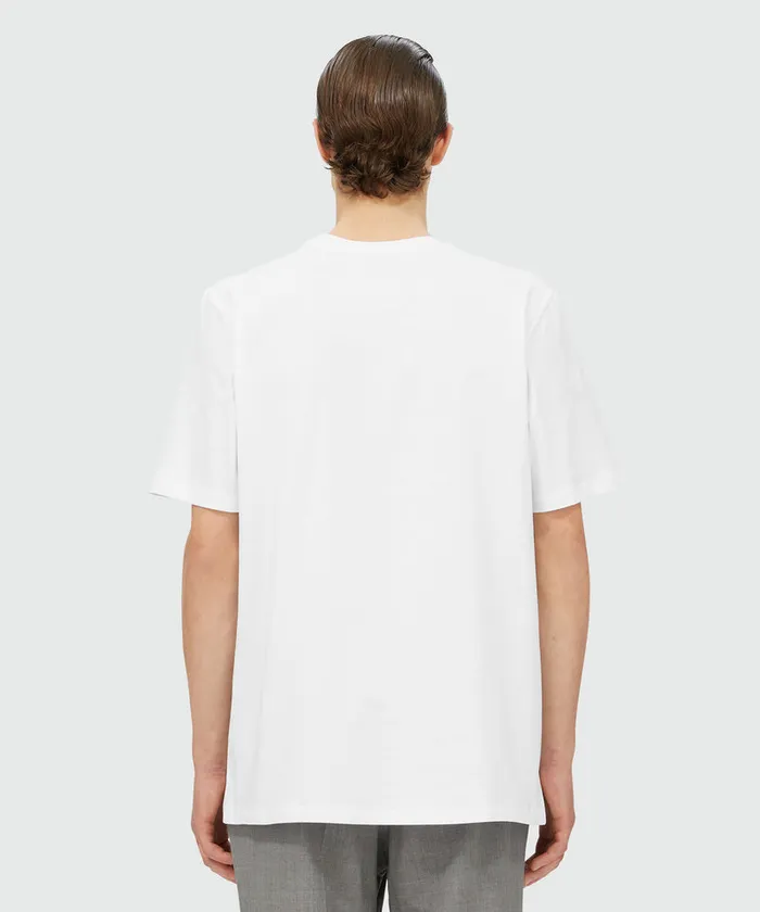 White Jersey TShirt With Graphic Box Logo Men MSGM Tshirts