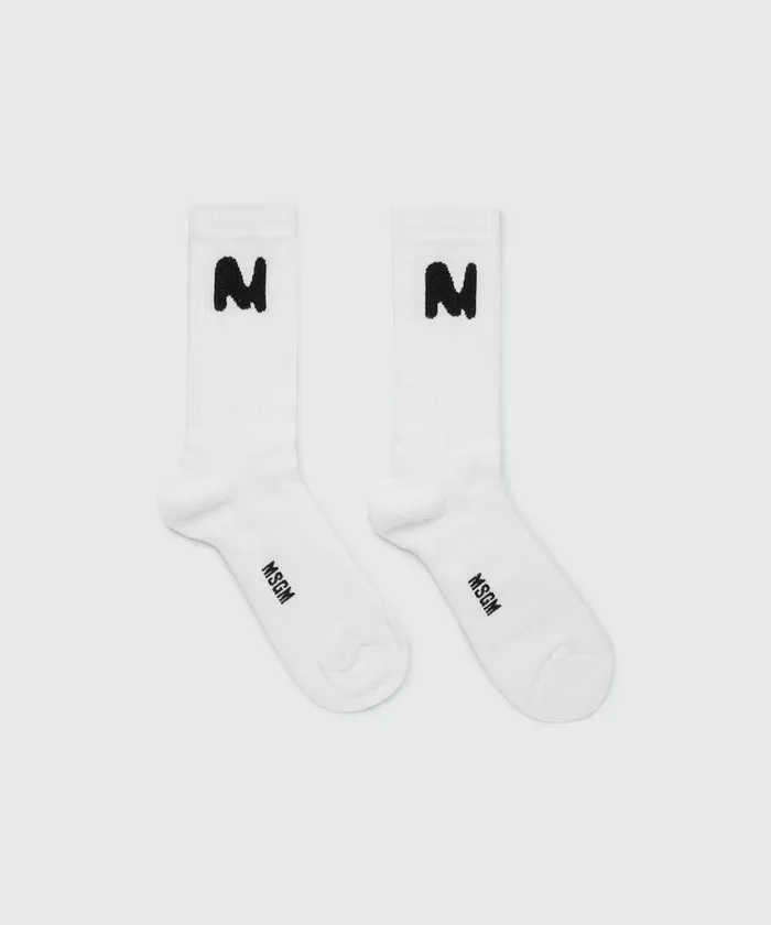 White Socks With 034Themwave034 Jacquard Graphic Men MSGM Socks