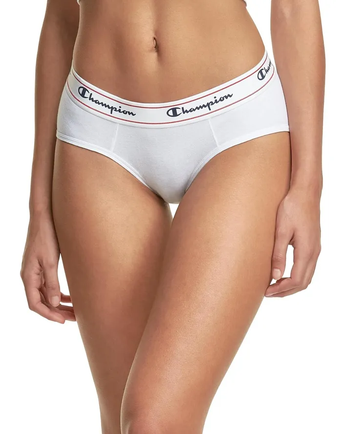 Women039S Heritage Hipsters Script Logo White Women Champion Underwear